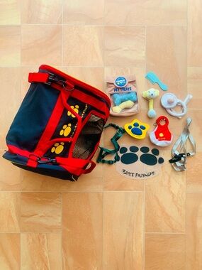 Build-A-Bear Black & Red Pet Dog Carrier Bag & Accessories Set